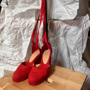 Vibrant Red Espadrille wedge